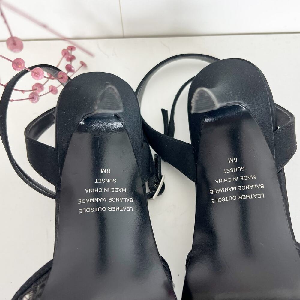 Alfani‎ Sunset Black Rhinestone Pointed Toe Ankle Strap Stiletto Pumps Size 8 M - Picture 7 of 10